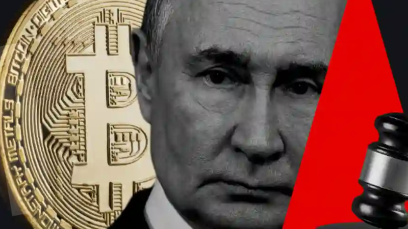 A digital illustration of the Kremlin silhouette overlaid with a glowing blockchain grid and a "300,000 Ruble" warning sign, symbolizing restricted access.