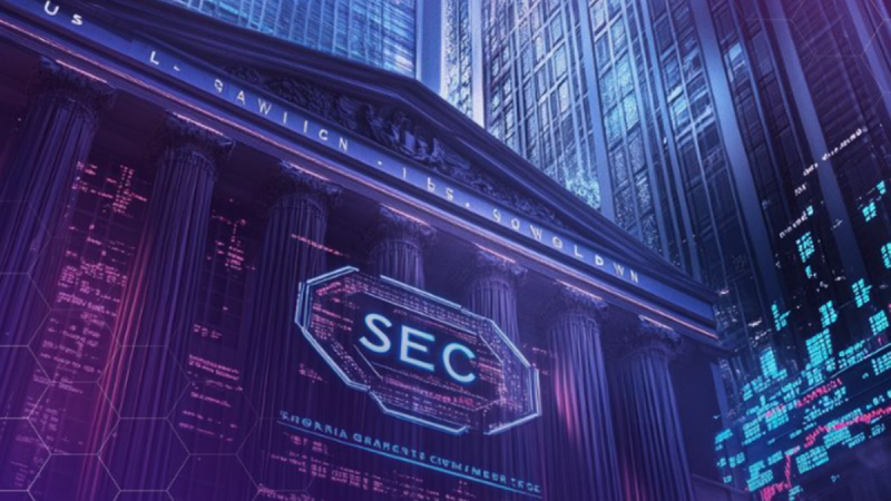 A professional visual of a golden key unlocking a digital vault labeled "SEC Guidelines," with luxury real estate skyscrapers in the background.