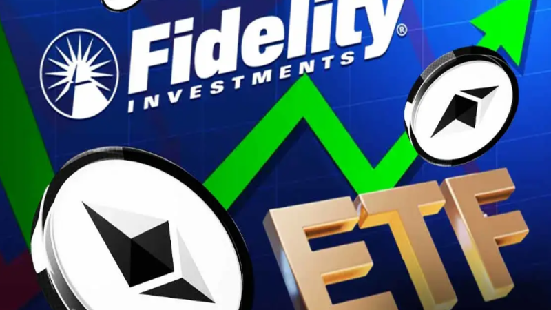 A financial bar chart showing the daily net inflows for Ethereum ETFs with BlackRock and Fidelity logos highlighted.