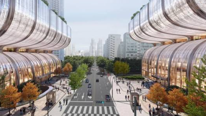Stunning architectural rendering of custom premium property in South Korea (Seoul & Gangnam Elite Residences) with overlaid cryptographic ledger metrics.