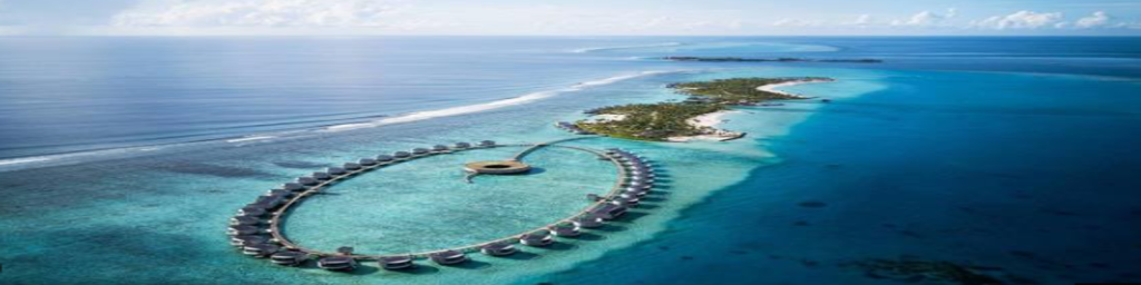 in the North Male Atoll blends the Maldives islands’ fascinating heritage with innovative modern luxury to create an exquisite island retreat where the old and new worlds converge with stunning effect. Looping round a central spa facility that sits poised over glistening lagoon waters, overwater villas provide direct access to the azure waters of the Indian Ocean, while those positioned on the island place guests amongst swaying palm trees and mere moments away/credit: best at travel