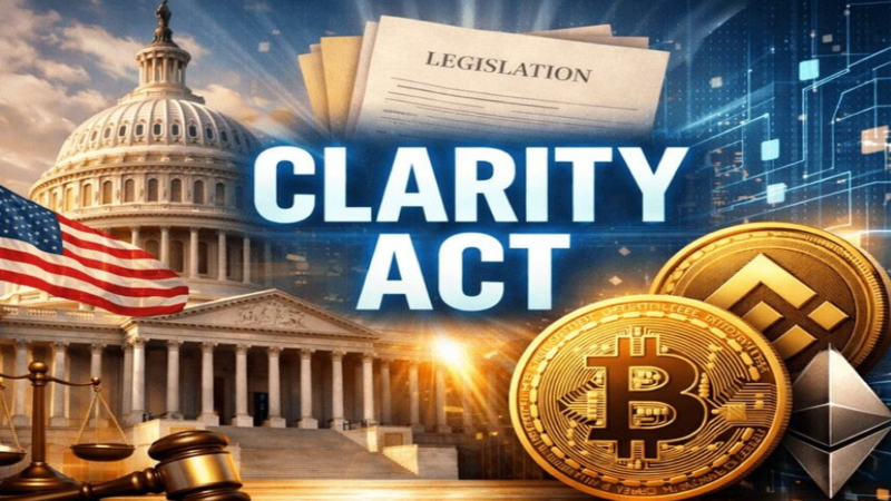 A financial market analytics chart displaying digital asset ETP outflow metrics alongside U.S. Capitol graphics and crypto ticker symbols.