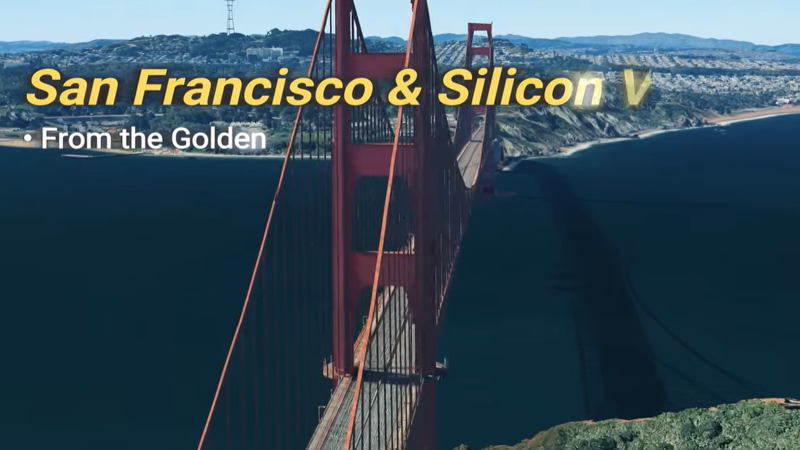 Fly over Silicon Valley and San Francisco in stunning 3D aerial views.