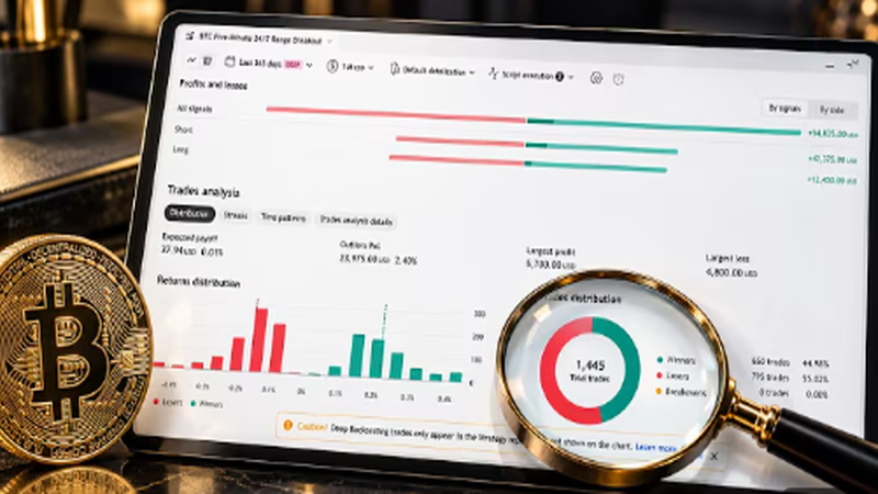 a complete Bitcoin strategy case study—from initial idea to explicit rules, generated code, backtest evidence, and controlled revision—using The Strategic Edge AI's EDGE Method.