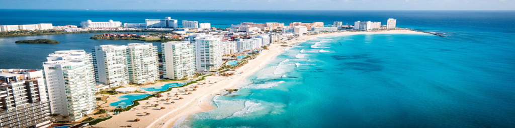 Cancun Mexico is typically known for its beautiful white beaches & resorts located in the "hotel zone". It's also a famous destination for Spring Break. The city has great nightlife, beautiful beaches, historic ruins, and many adventure activities nearby./credit: expertvagabond.com